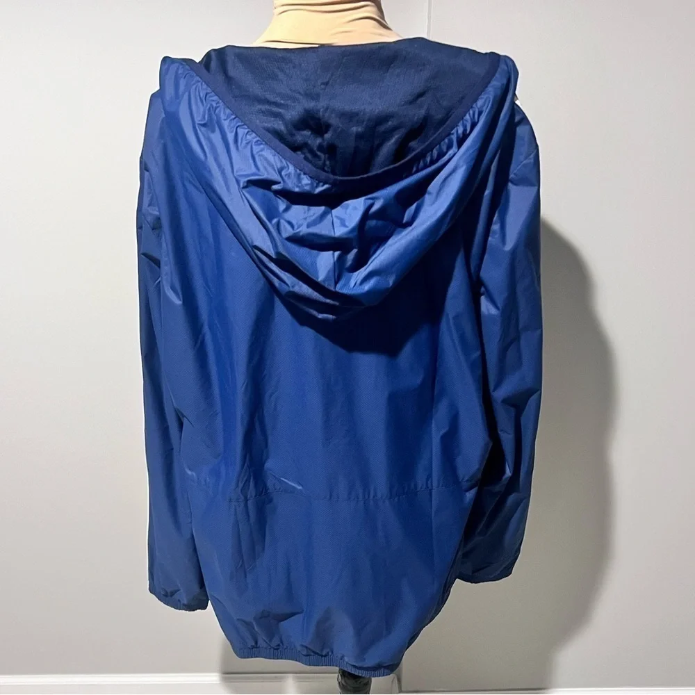 Adidas Royal Blue 3-Stripe Hooded Windbreaker Jacket